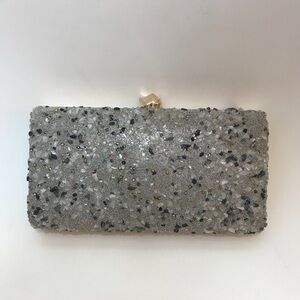 BellaKiara new beaded silver evening crossbody clutch silver